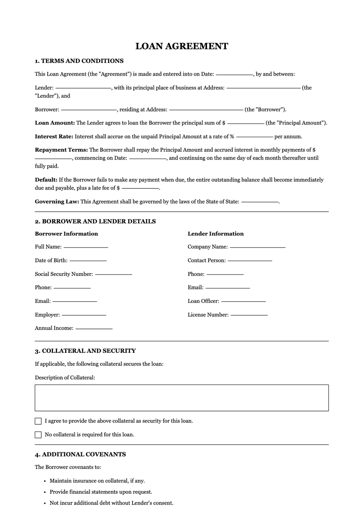 Consumer loan application form with personal and employment details sections_variant_3